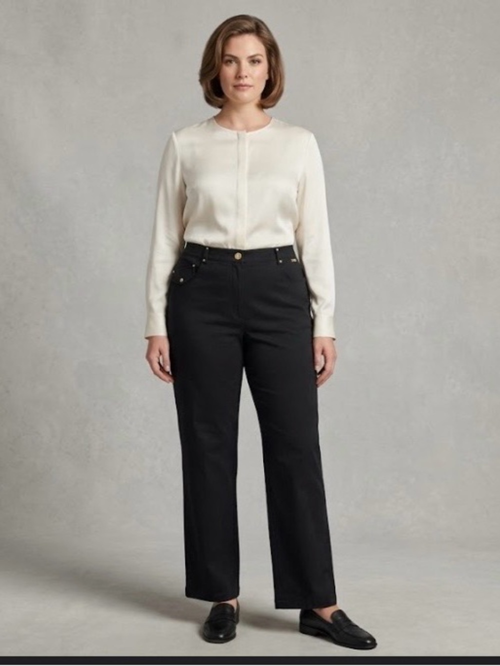 Wide Leg Black Pants for Women - Classic Tailored Fit 862